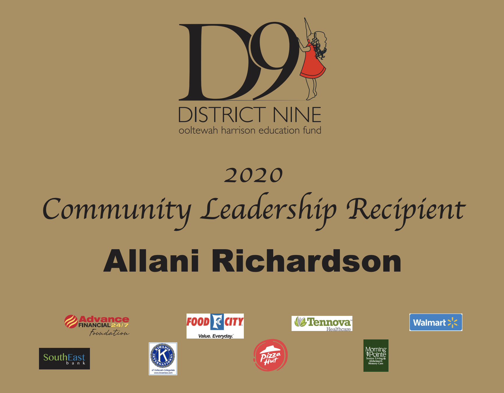 Allani Richardson – Community Leadership Recipient