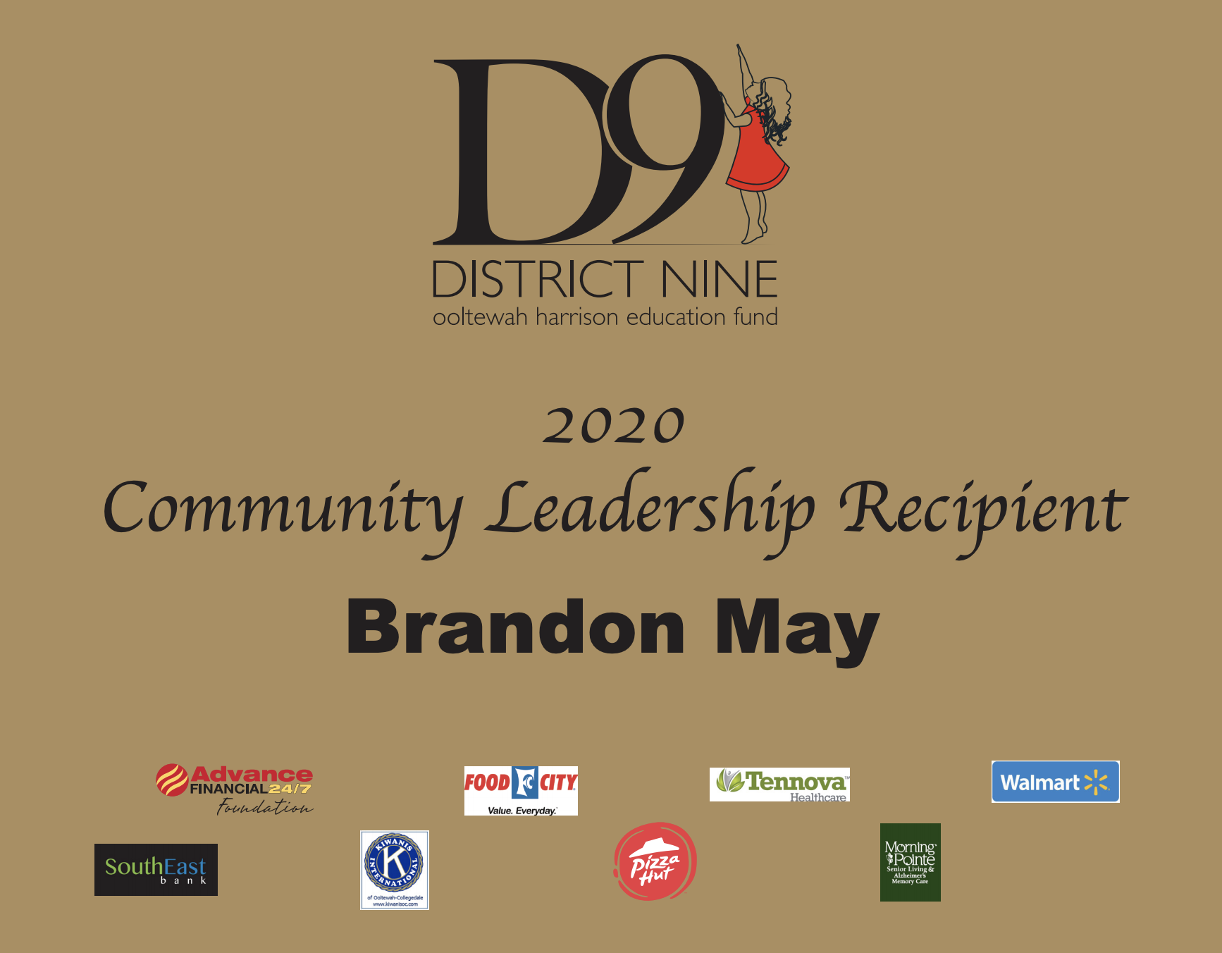 Brandon May – Community Leadership Recipient