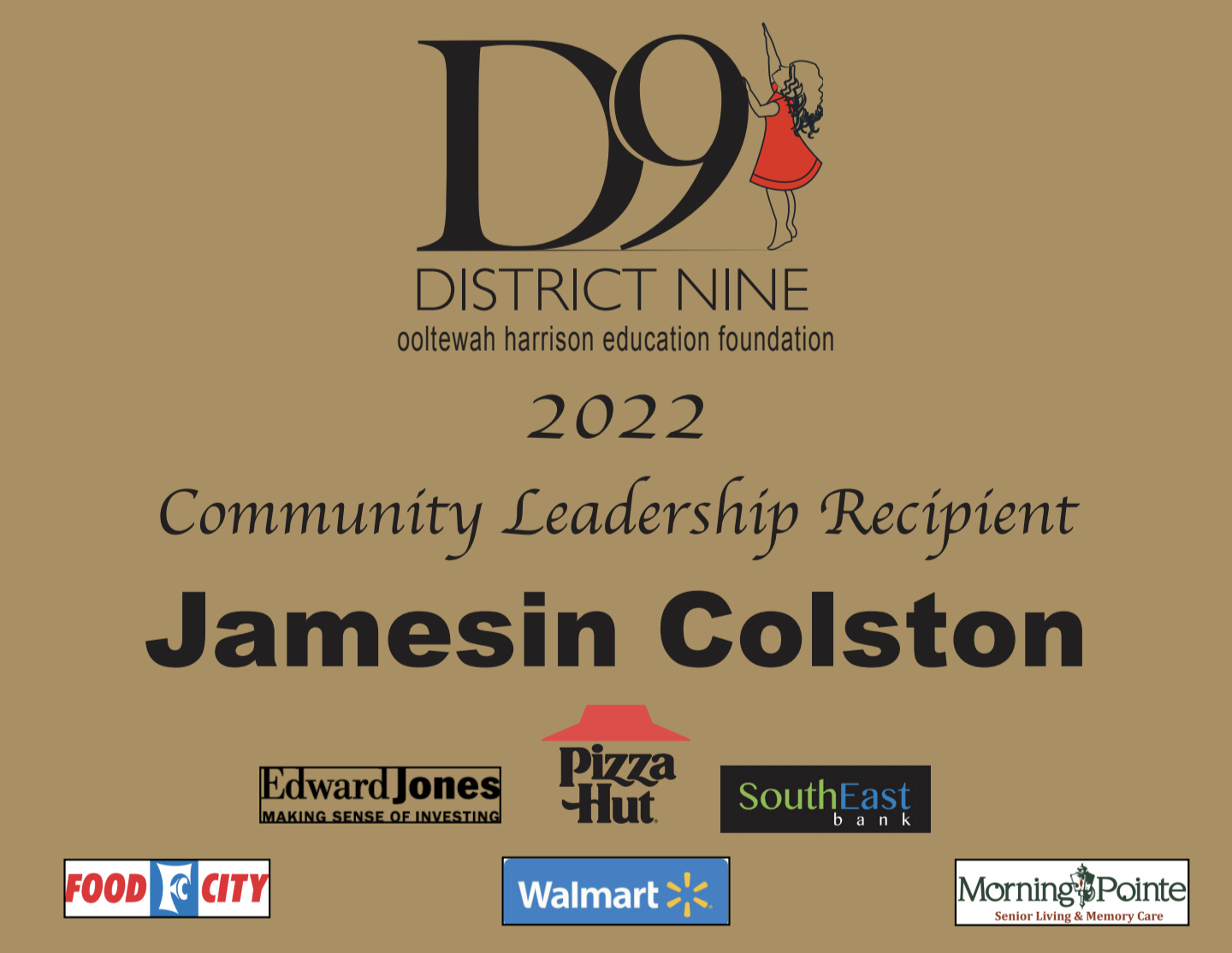 Jamesin Colston – Community Leadership Recipient