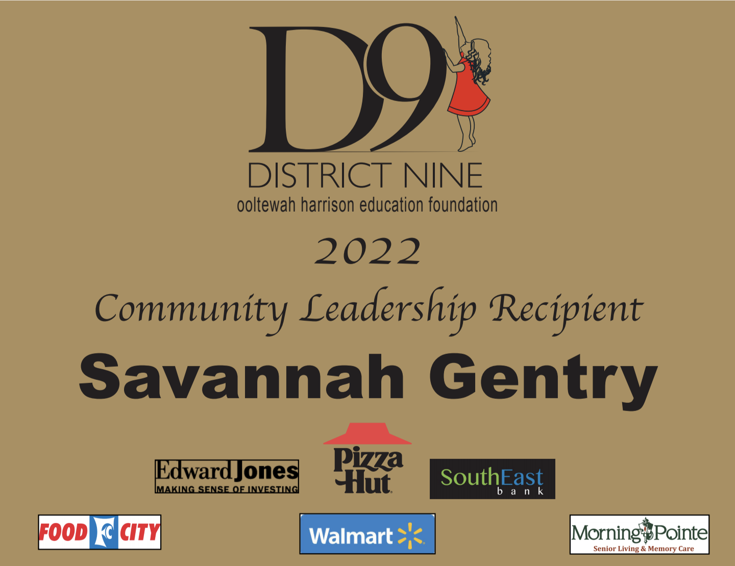 Savannah Gentry – Community Leadership Recipient