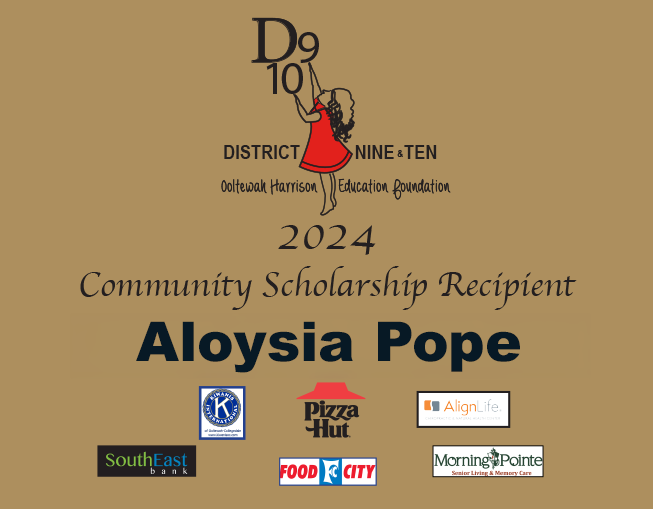 Aloysia Pope – Community Scholarship Recipient