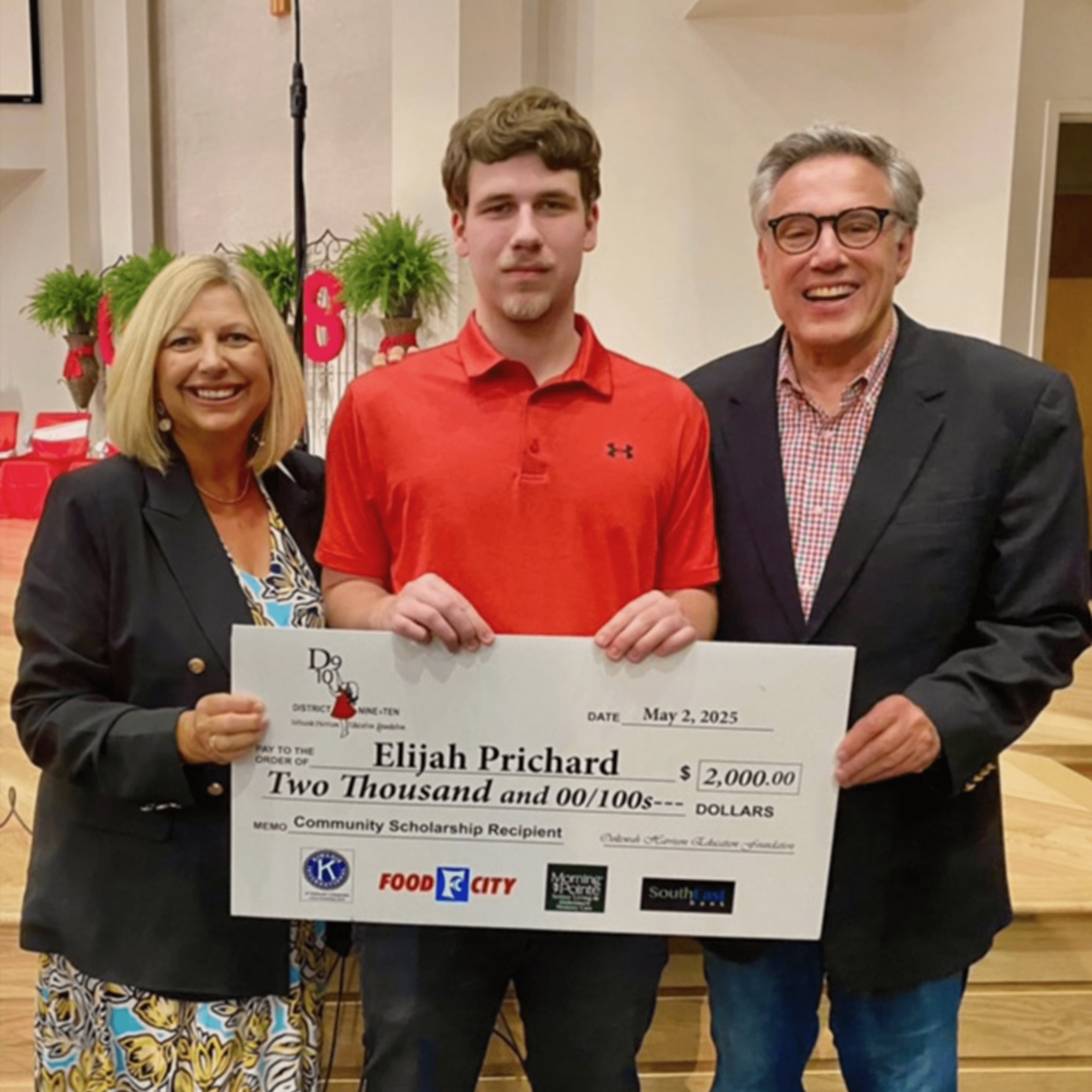 Elijah Prichard – Community Scholarship Recipient