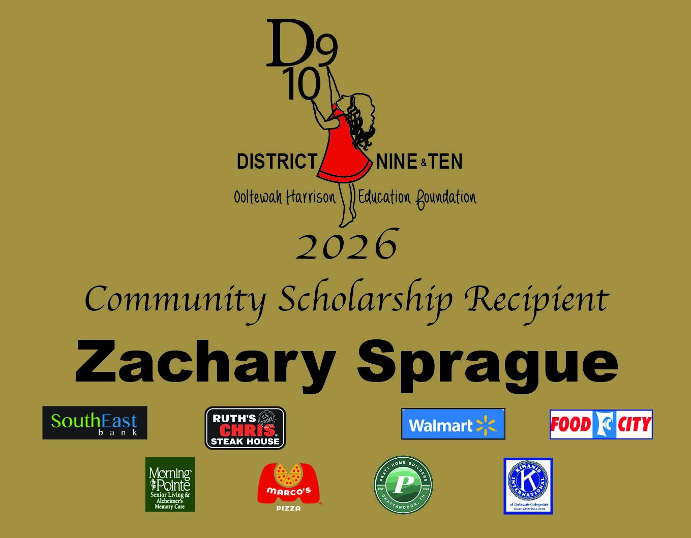 Zachary Sprague – 2026 Community Scholarship Recipient